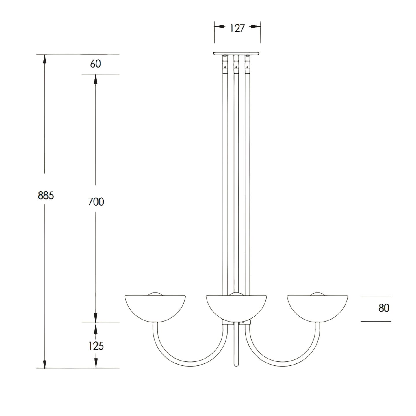 Aurelia Chandelier Quad Large Cast Glass & White Satin